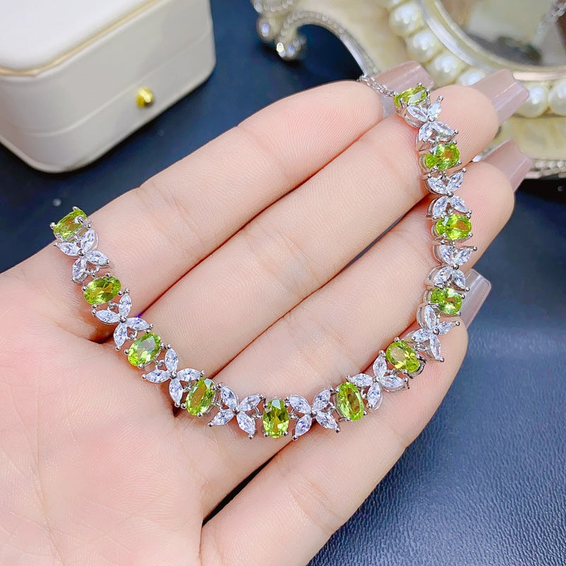 S925 Light Luxury Premium Natural Peridot Bracelet