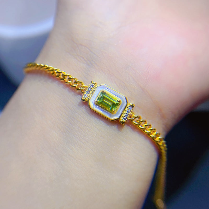 S925 Natural Peridot Bracelet