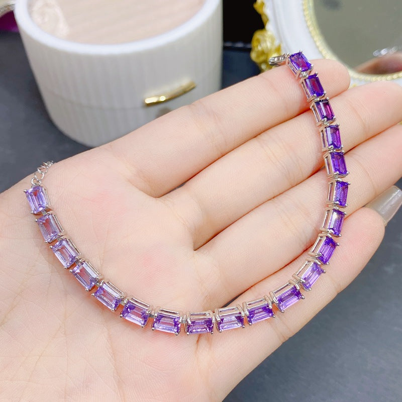 S925 Natural Amethyst Bracelet