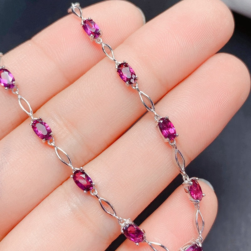 S925 Simple Magnesia Garnet Bracelet