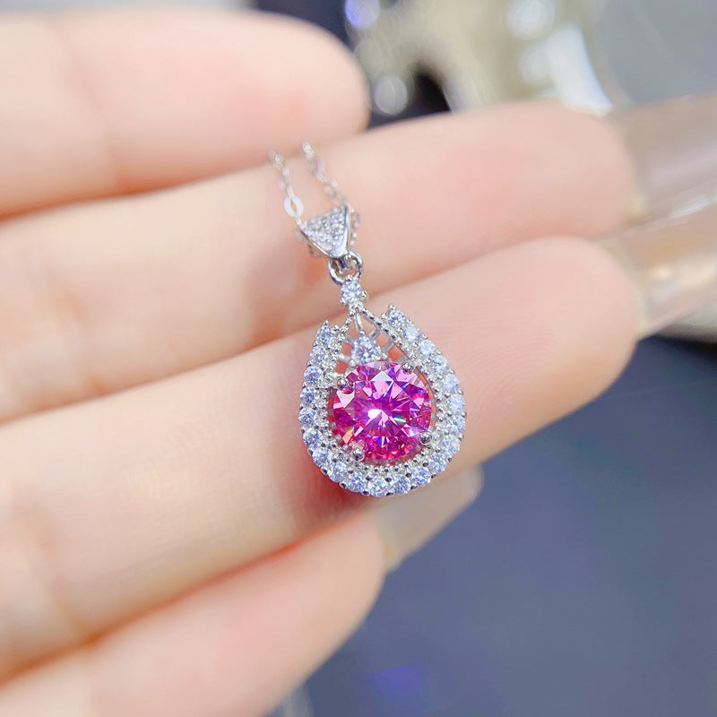 S925 Pink Moissanite Pendant (1 ct)