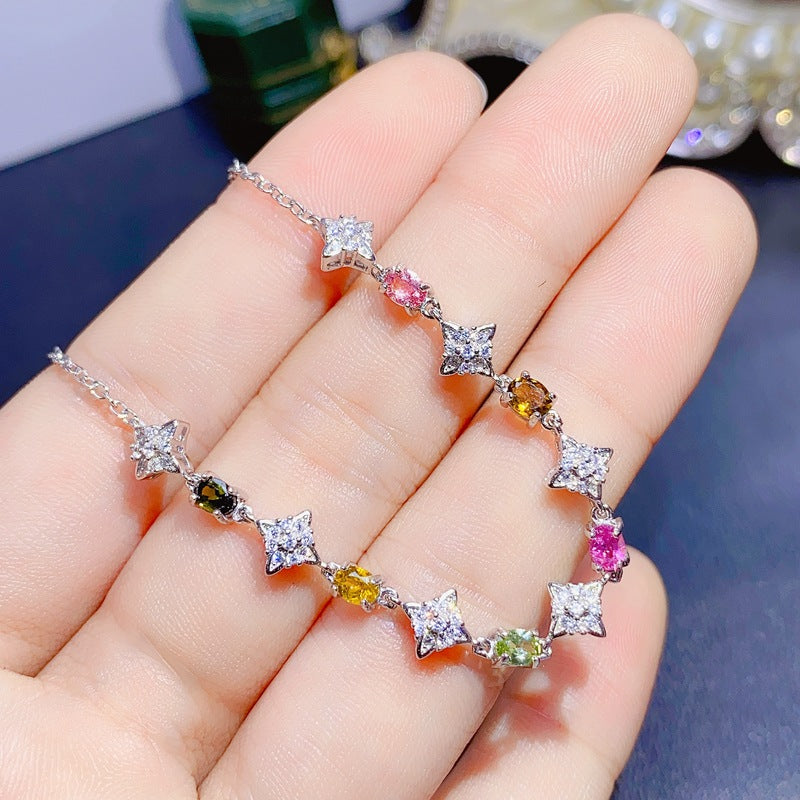 S925 Simple Fashion New Natural Tourmaline
