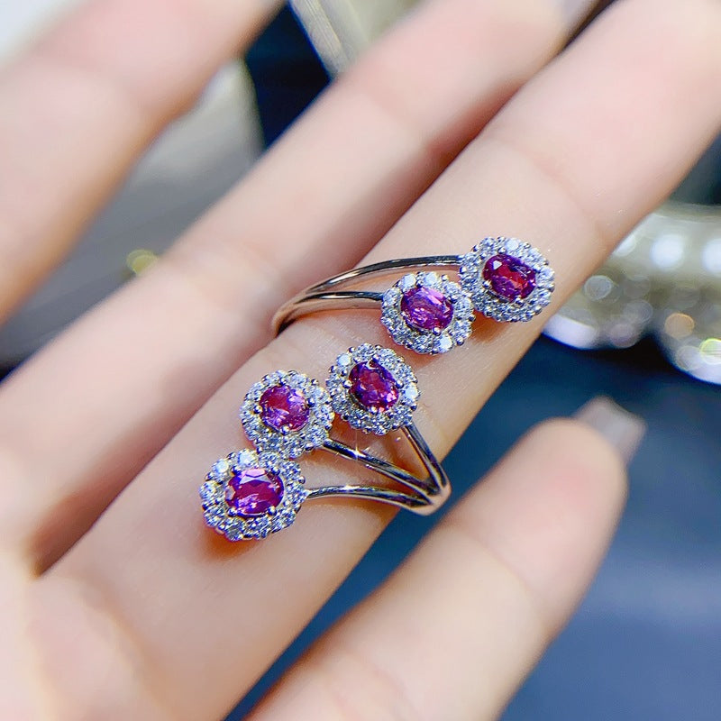 S925 Luxury Natural Magnesia Aluminum Stone Ring Women's Ring