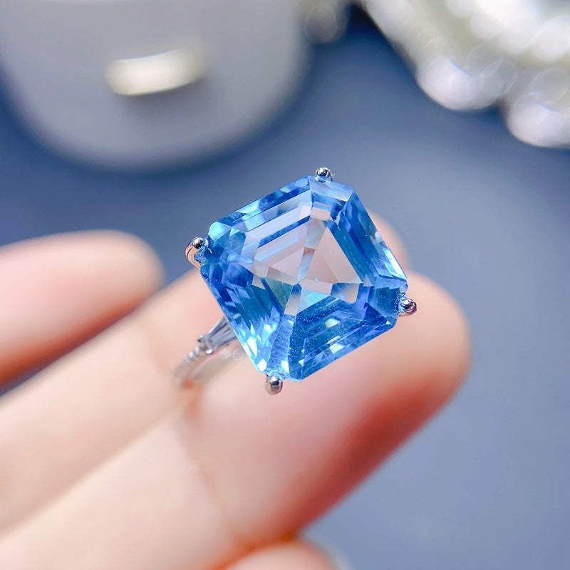 S925 Simple Small Fresh Set Asche Natural Topaz Ring