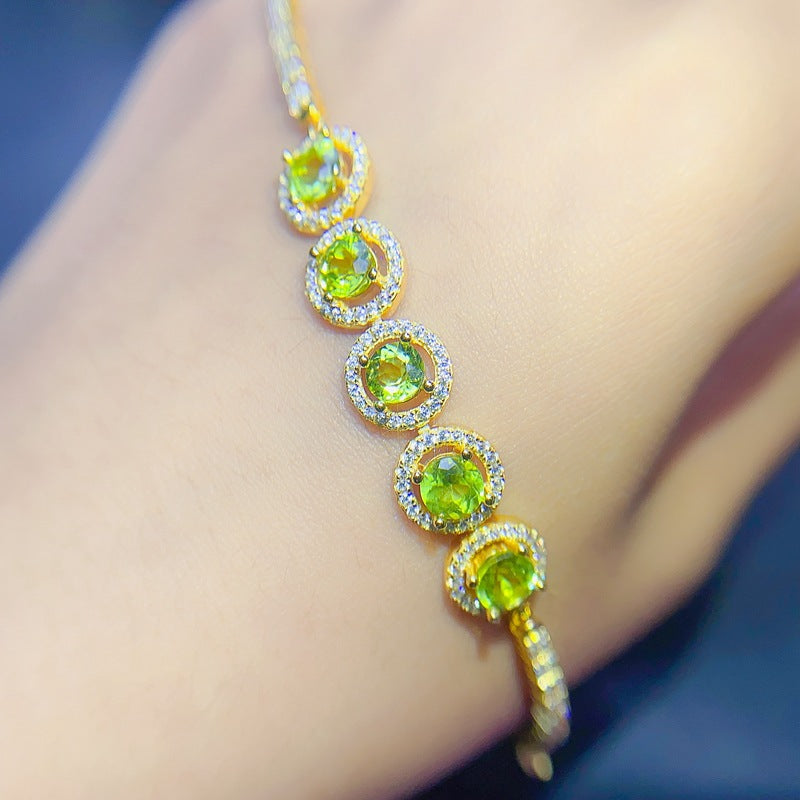 S925 Natural Peridot Bracelet