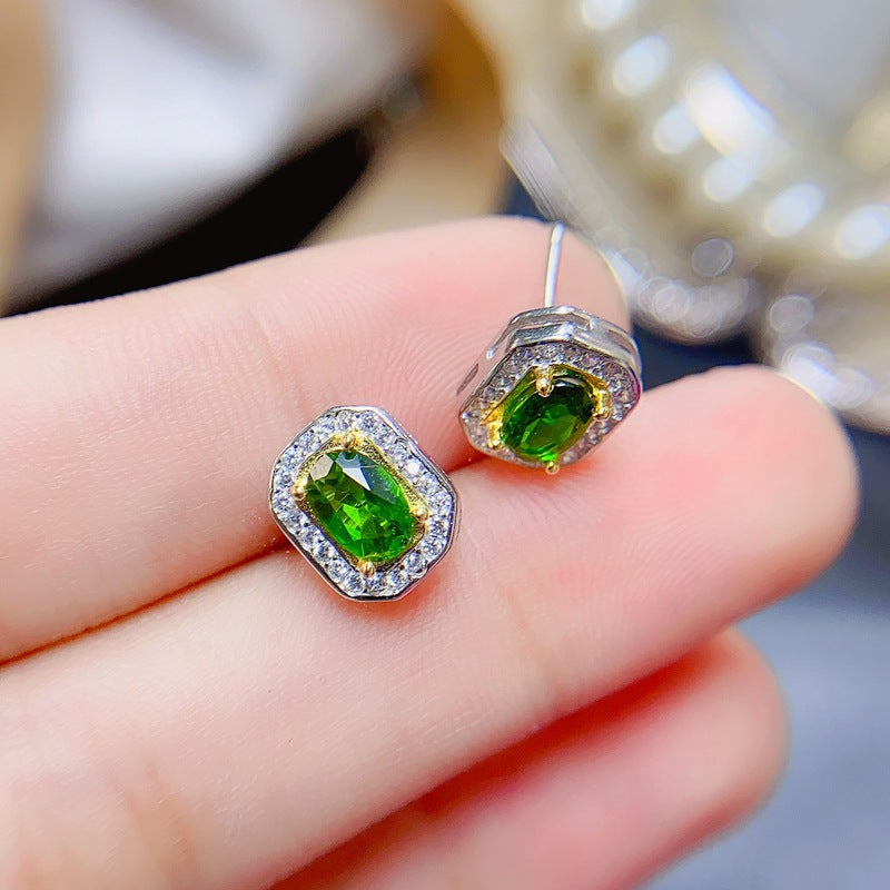 S925 Natural Tourmaline Earrings