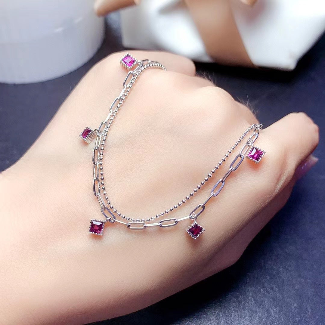 S925 Natural Magnesia Aluminum Garnet Bracelet