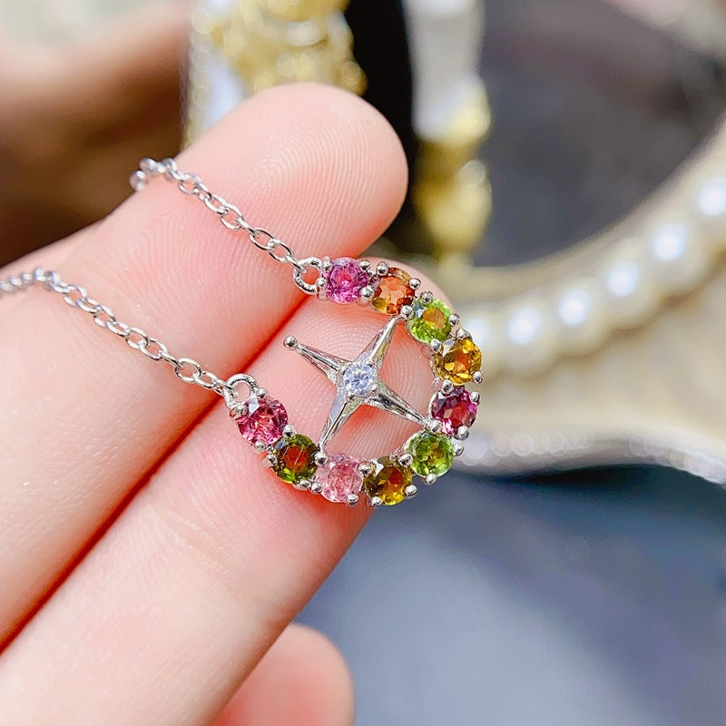 S925 Natural Tourmaline Necklace Chain
