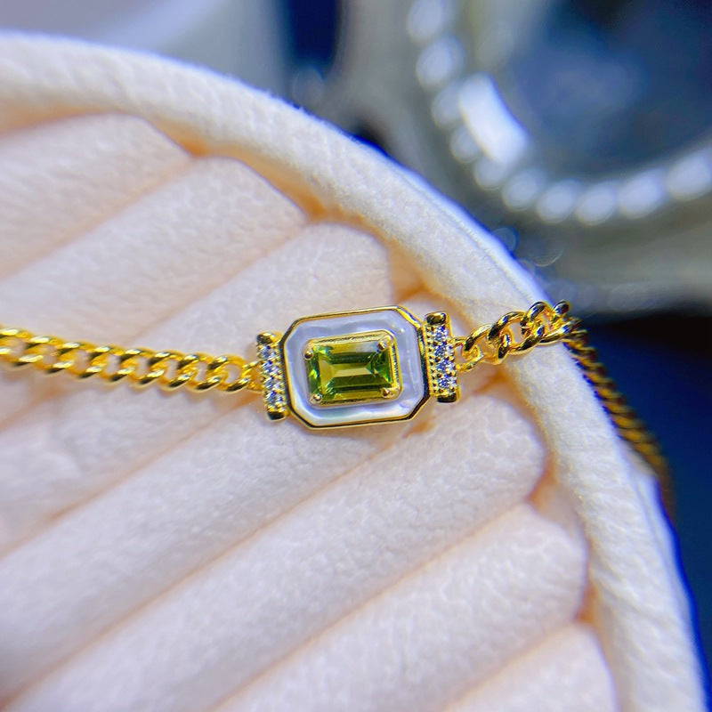 S925 Natural Peridot Bracelet