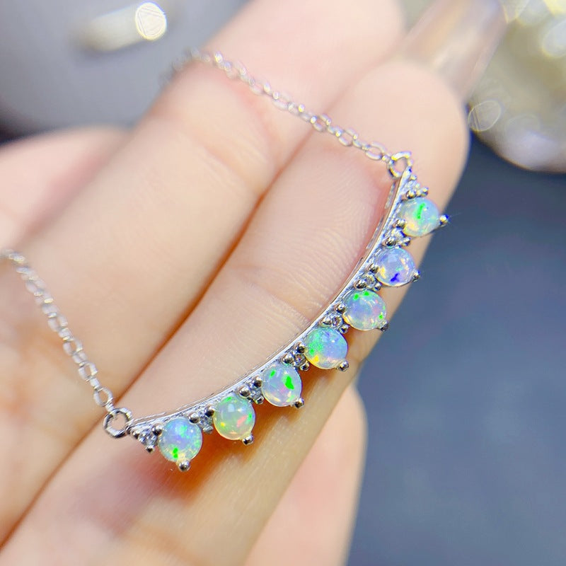 S925 Natural Colorful Opal Necklace