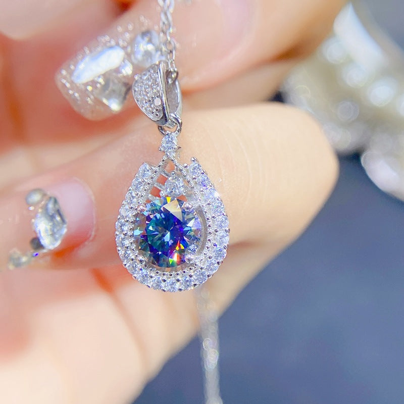 S925 Colorful Moissan Diamond Pendant Misang GRA Certificate Waist Size 1 Carat