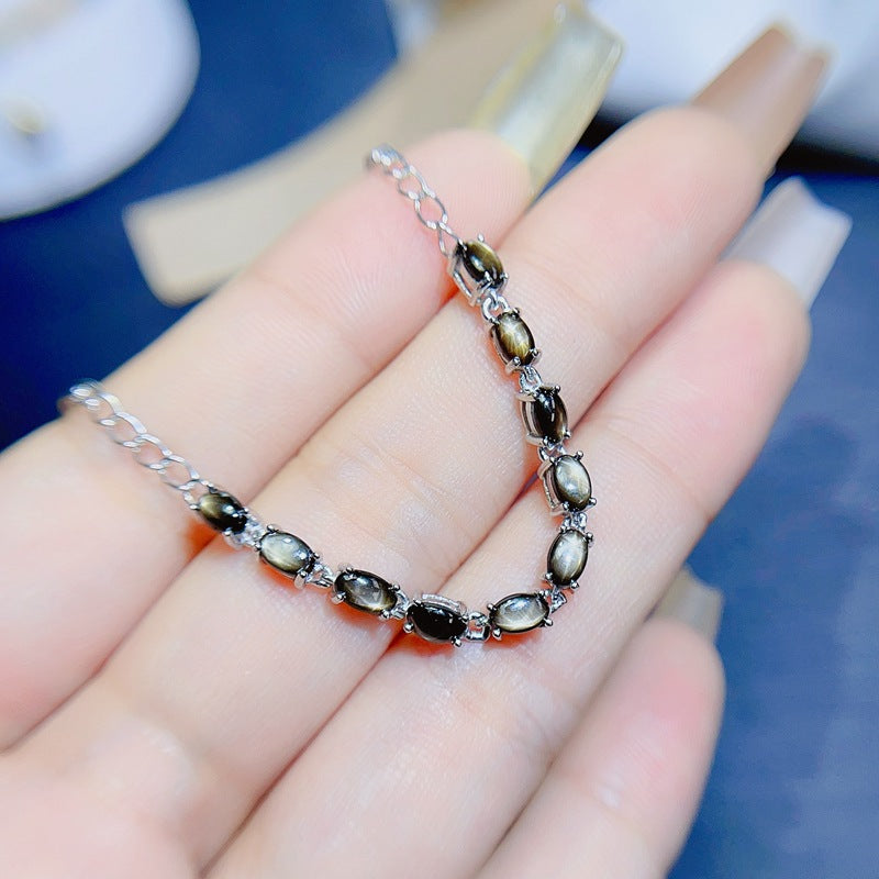 S925 Natural Starlight Sapphire Bracelet