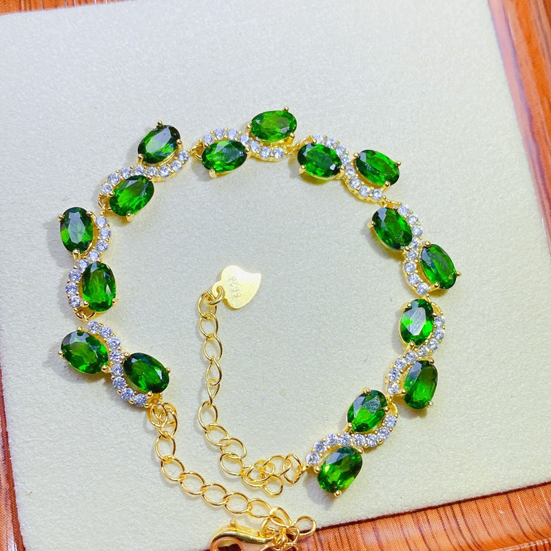S925 Small Fresh Natural Tourmaline Bracelet