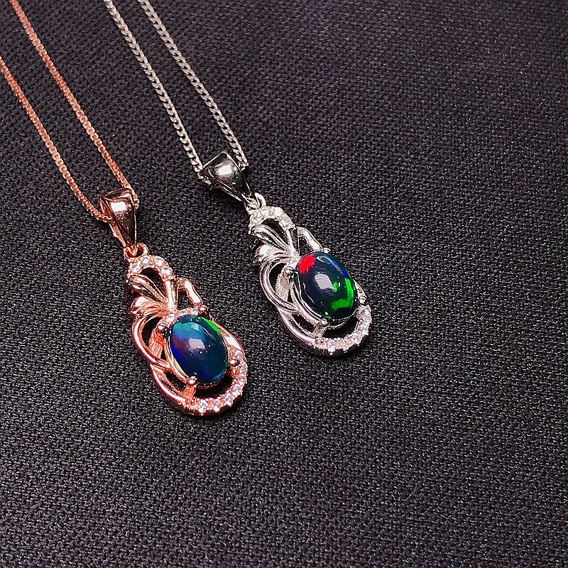 S925 Black Opal Opal Dazzling Opal Pendant
