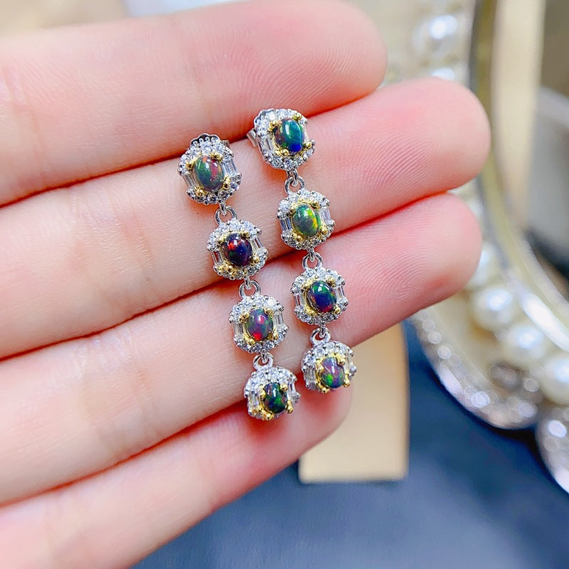S925 Simple Delicate Opal Earrings