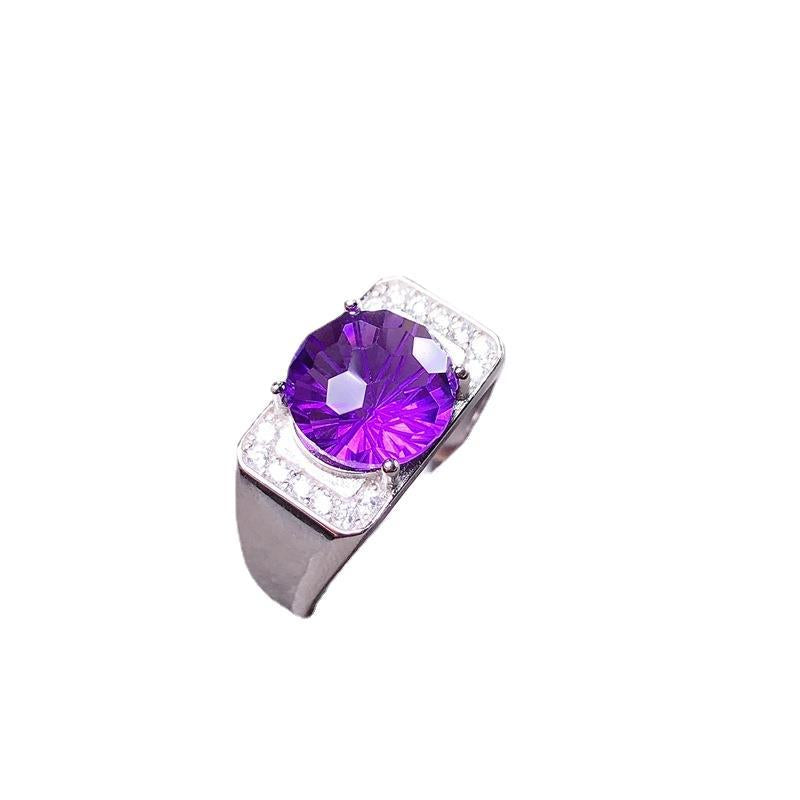 Men's S925 Silver Smokey Amethyst Ring