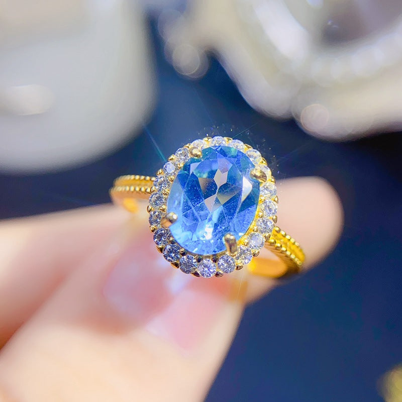 S925 Natural Swiss Blue Topaz Set