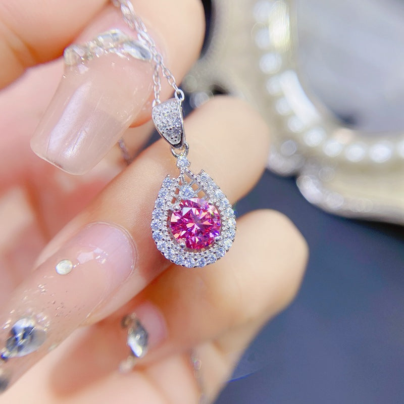 S925 Pink Moissanite Pendant (1 ct)