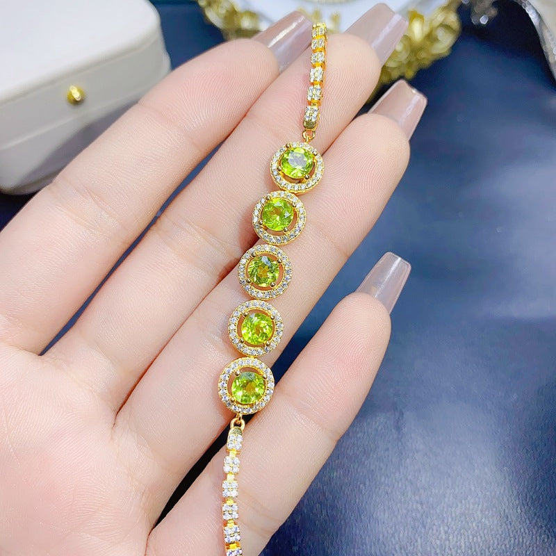 S925 Natural Peridot Bracelet