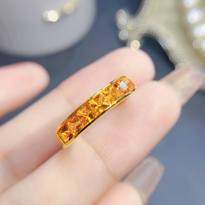 S925 Simple Natural Citrine Ring