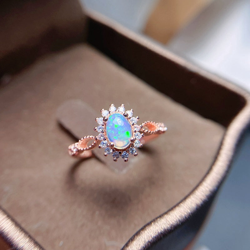 S925 Natural Opal Women's Ring