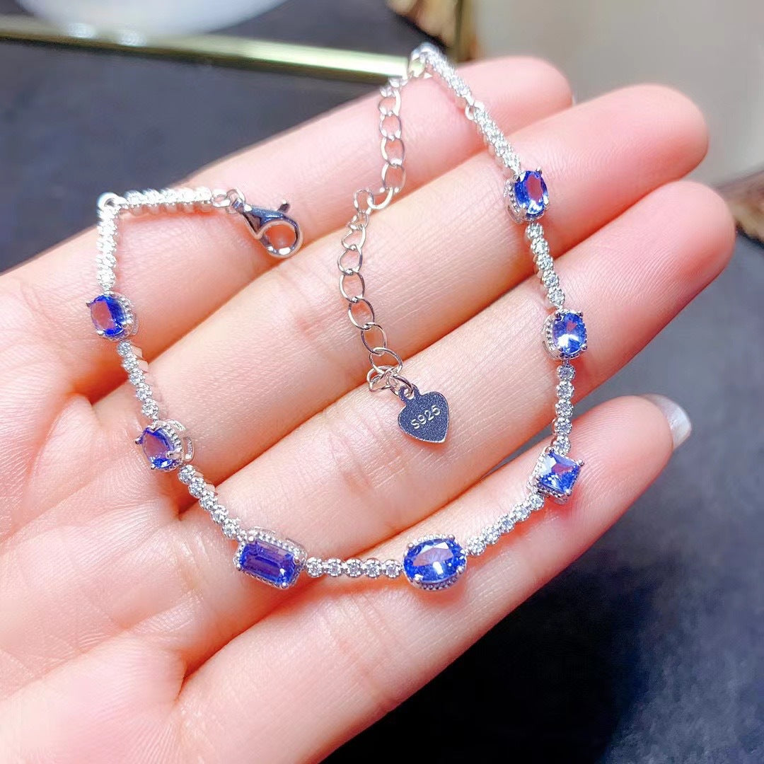 S925 Simple Natural Tanzanite Bracelet