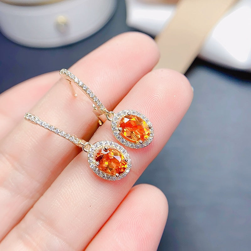 S925 Natural Chanterelles Citrine Stud Earrings