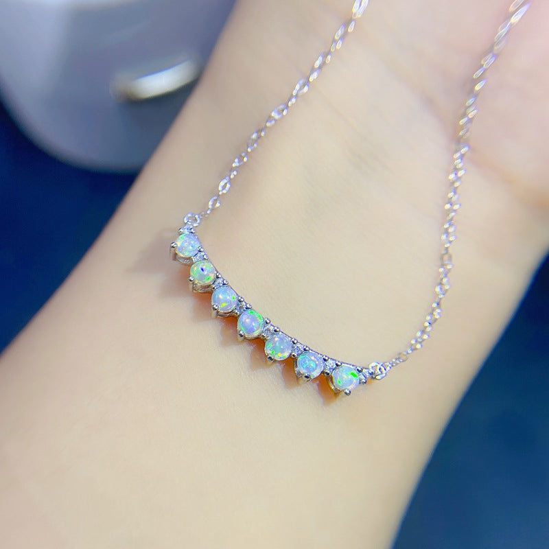 S925 Natural Colorful Opal Necklace