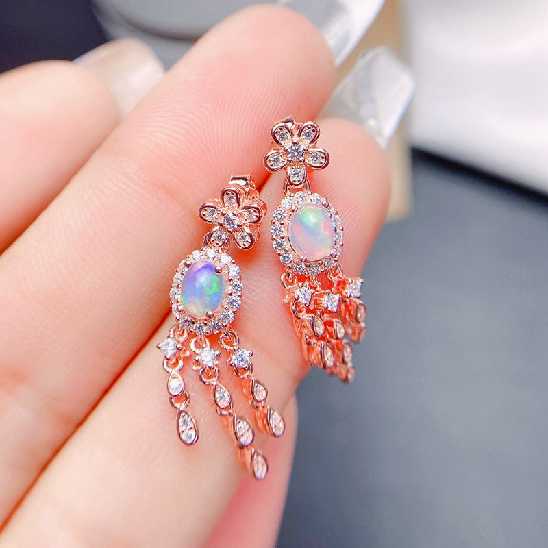 S925 Deluxe Earrings Natural Opal Stud Earrings