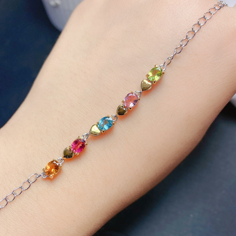 925 Silver Ladies Bracelet Natural Tourmaline