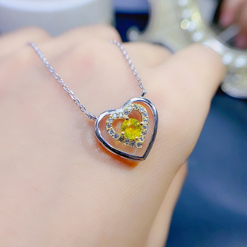 S925 Natural Natural Yellow Sapphire Necklace