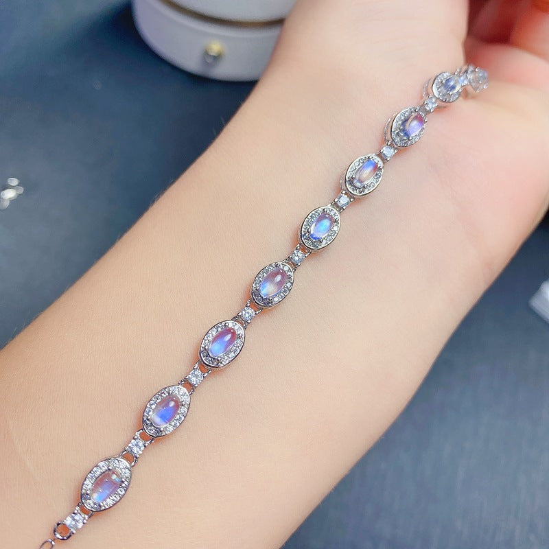 S925 Natural Moonstone Bracelet