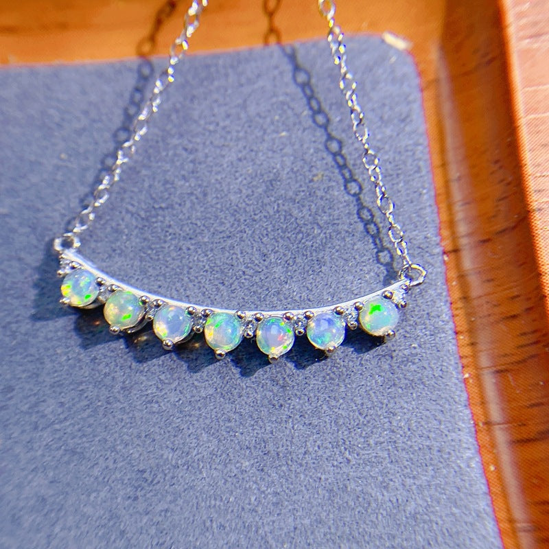 S925 Natural Colorful Opal Necklace