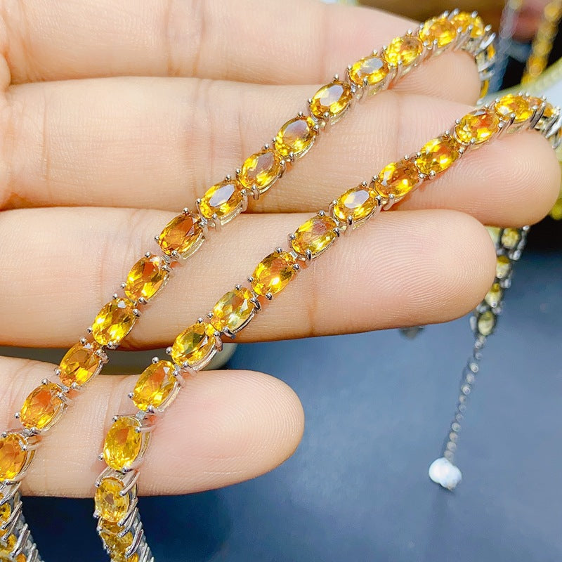 S925 Fresh and Simple Natural Citrine Bracelet