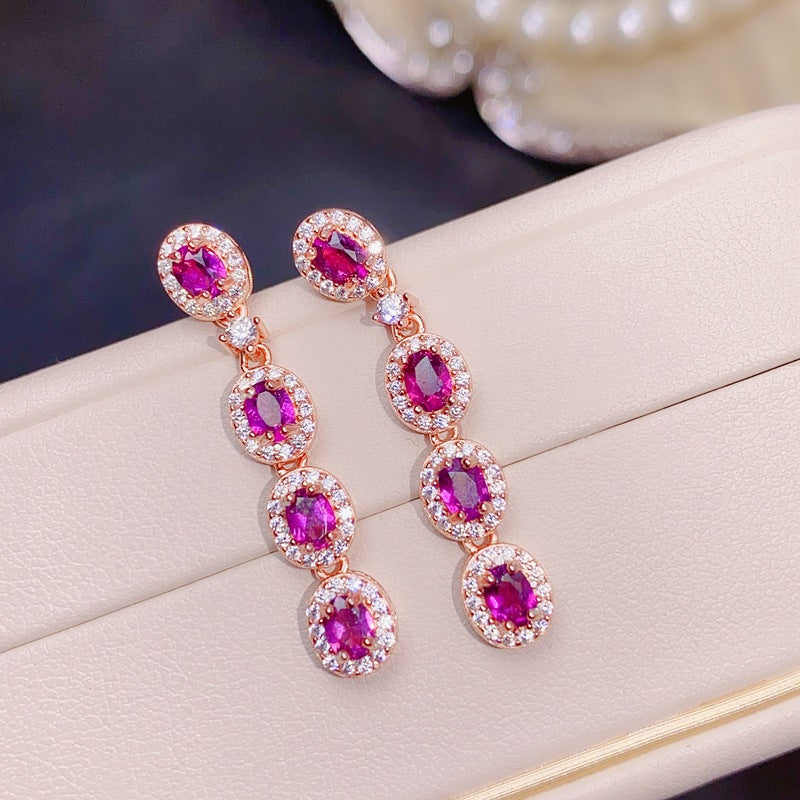 S925 Natural Magnesia Aluminum Garnet Earrings