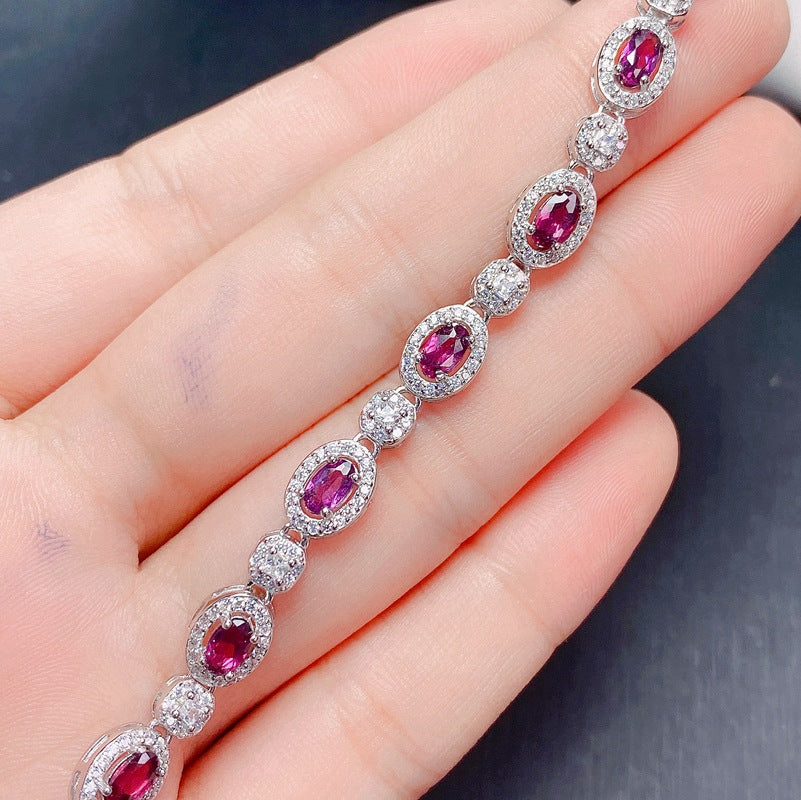 S925 Simple Magnesia Garnet Bracelet