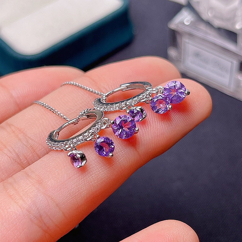 Simple Earrings 925 Sterling Silver with Amethyst Earrings