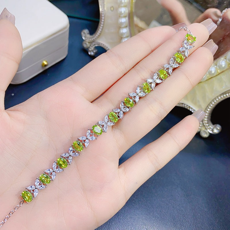 S925 Light Luxury Premium Natural Peridot Bracelet