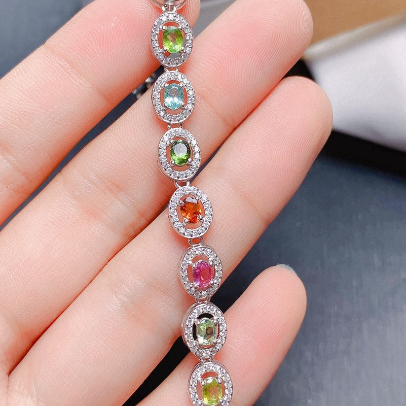 S925 Natural Pink Tourmaline Bracelet