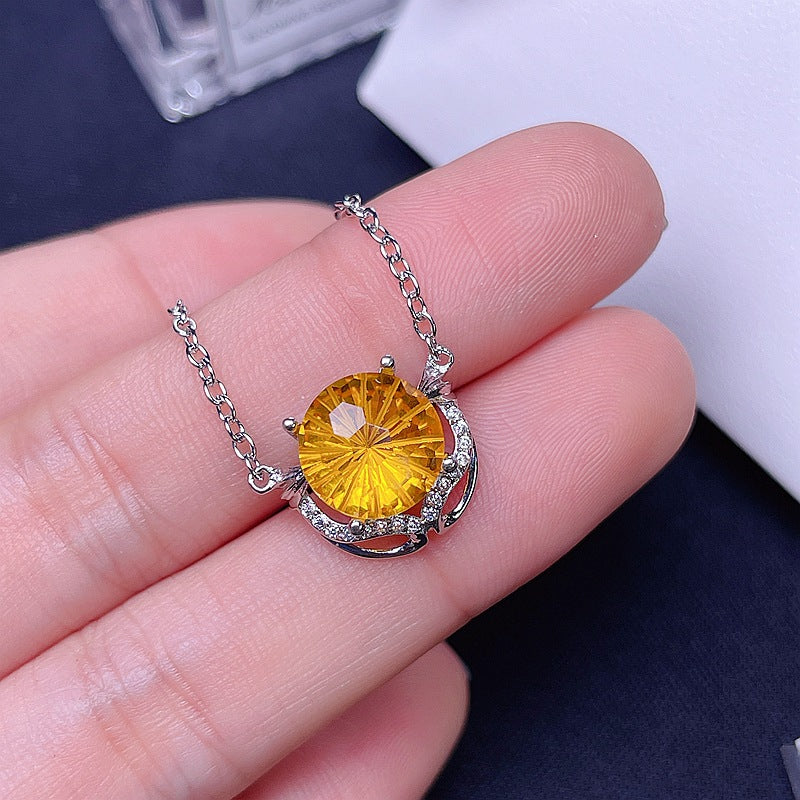 S925 Firework Citrine Pendant