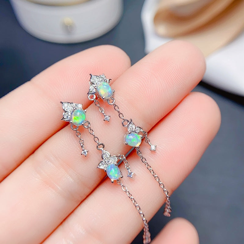 S925 fashion fresh natural opal earrings earwires