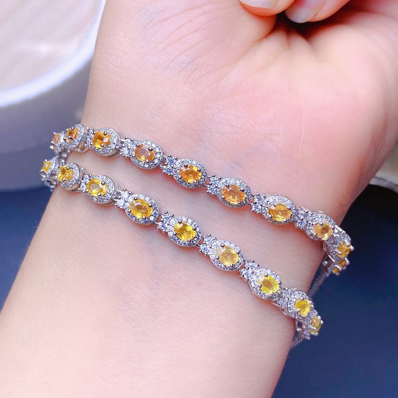S925 Natural Yellow Sapphire Women's Bracelet