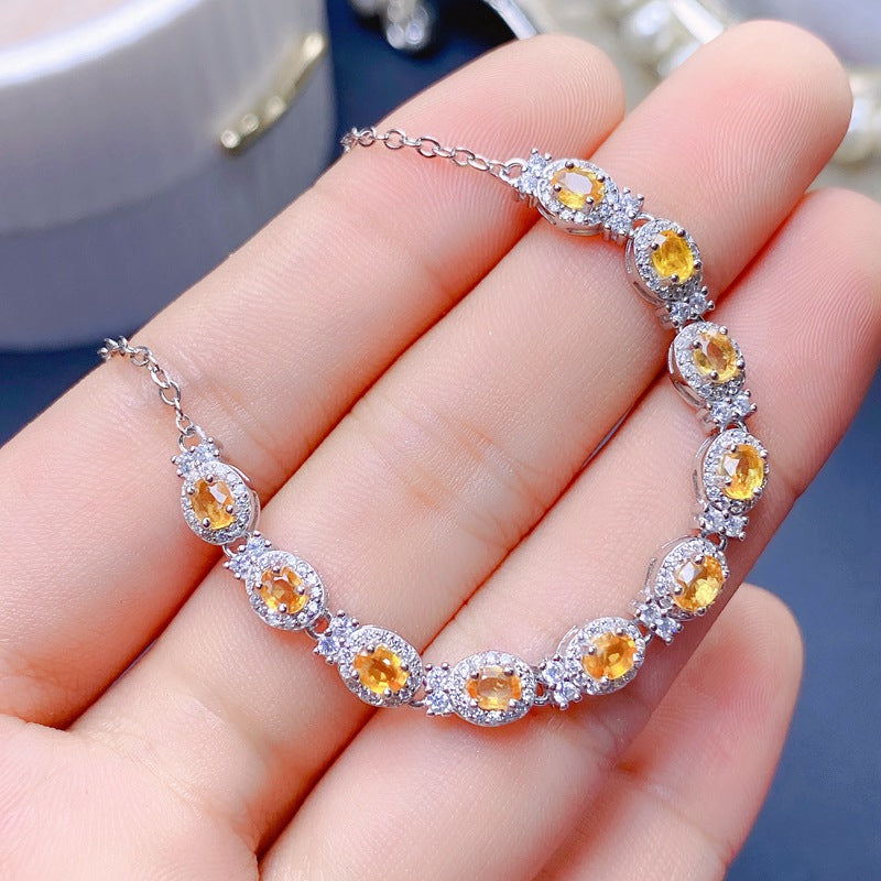 S925 Natural Yellow Sapphire Women's Bracelet