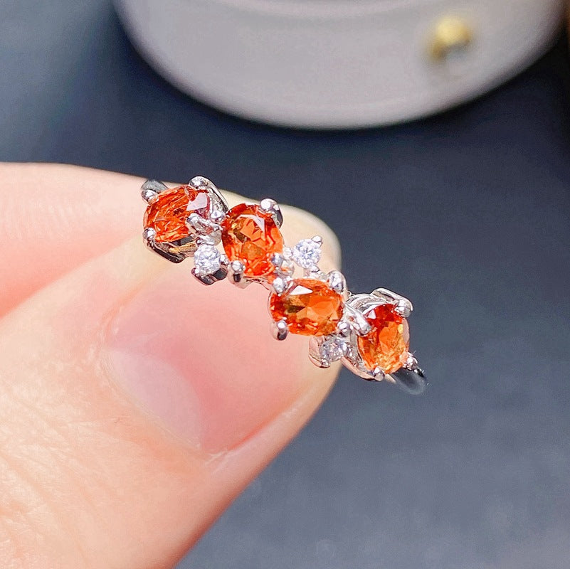 S925 Simple Little Fresh Natural Fanta Citrine Ring