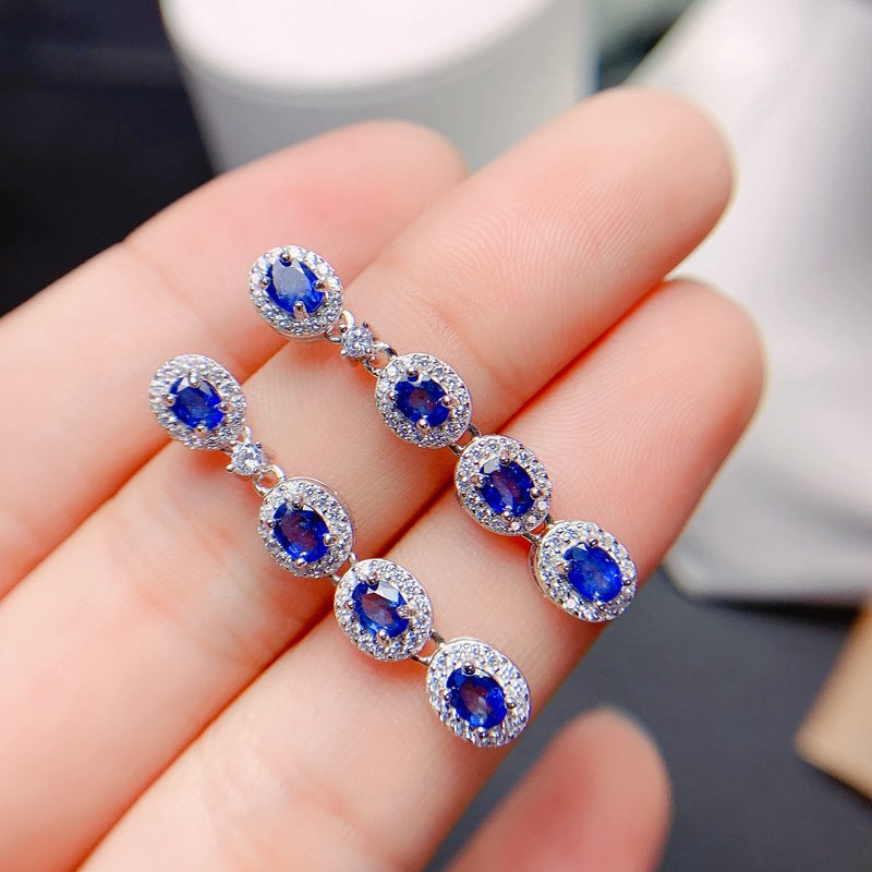 S925 Fashion Delicate Natural Sapphire Earrings