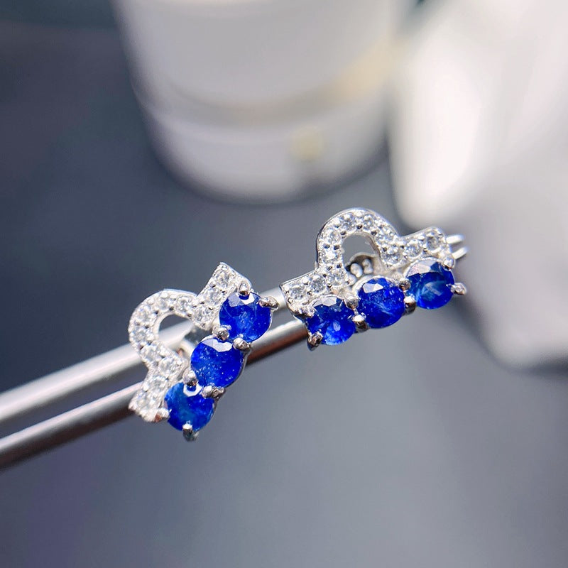 S925 Natural Delicate Sapphire Earrings