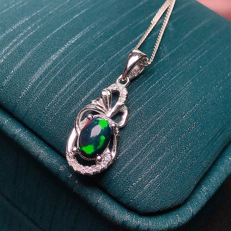 S925 Black Opal Opal Dazzling Opal Pendant