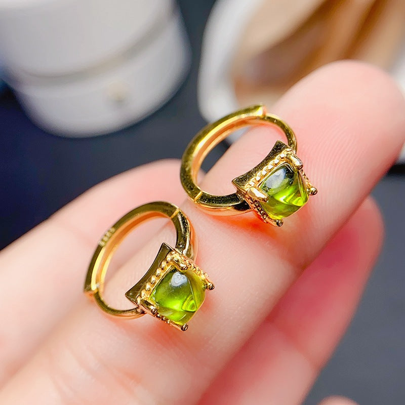 S925 Fashion Natural Tantalum Peridot Earring Buckles