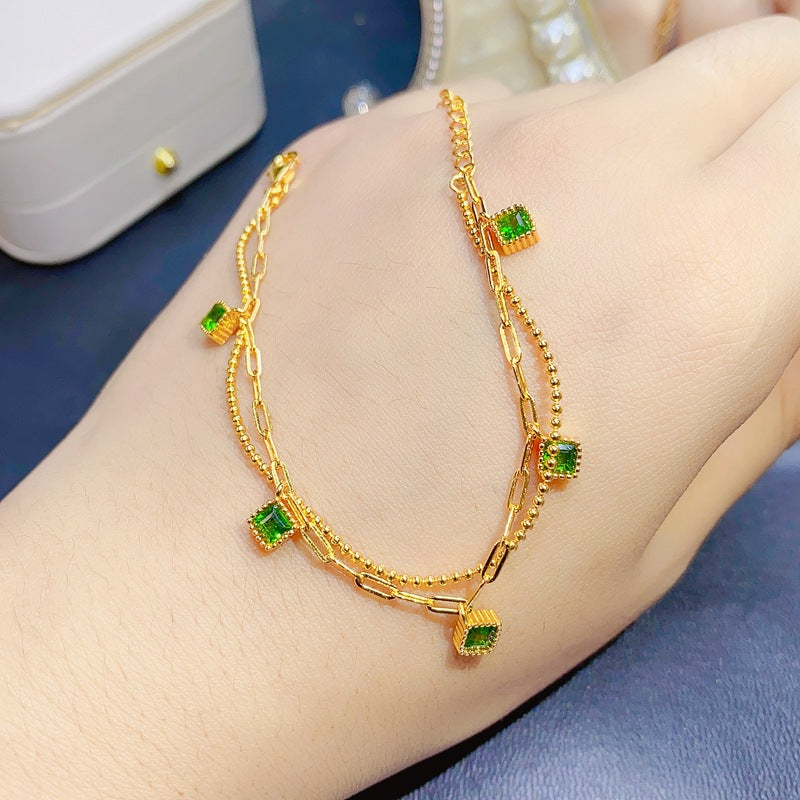 S925 Fresh and Simple Natural Tourmaline Bracelet