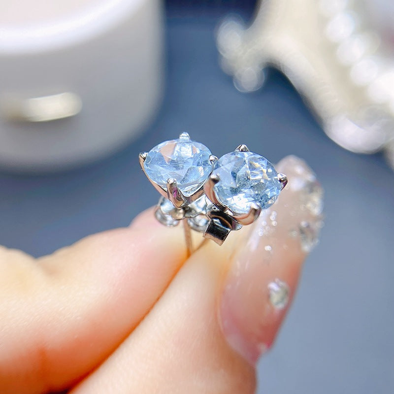 S925 Simple Natural Topaz Earrings
